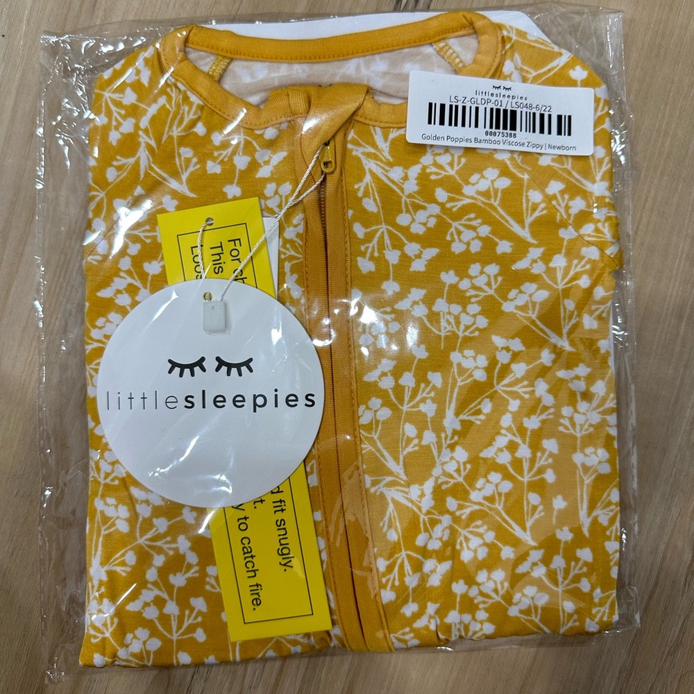 NIB Little Sleepies Golden Poppies Newborn Zippy